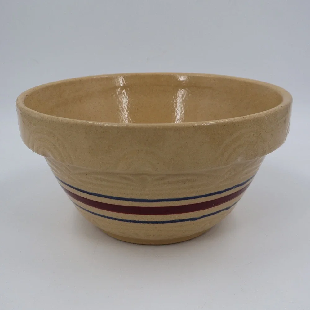 R.R.P. Co.‎ Mixing Bowl Unisex 10 inch Tan Vintage Roseville Stoneware Striped